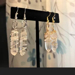 Wire Wrapped Pointed Dangle Earrings