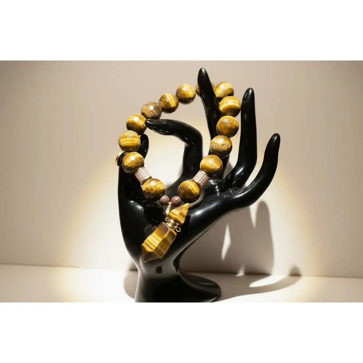 Tiger’s Eye Fragrance Bracelet with Perfume Bottle
