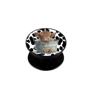 Cow Print Highland Cow Phone Grip Accessories-Fun and Unique phone accessory Foldable