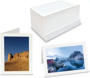 Better Office Products Photo Frame Note Cards 4" x 6" Photos 50 Pack Photo Inserts with Envelopes White, 50 Pack