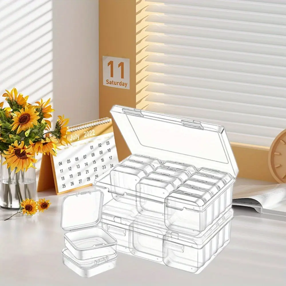 2 Piece Multi-function Transparent Storage Box Portable Desktop Jewelry Storage Box for Bracelet Bead Making DIY Jewelry Craft Storage Stackable Organizer Containers