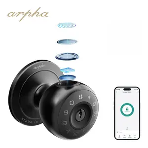 Arpha D260 Smart Fingerprint Door Knob Lock – Keyless Entry Biometric Lock with App Control, Ideal for Apartments & Private Rooms
