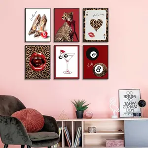 6pcs/set Unframed Retro Leopard Print Design Cheetah Canvas Prints Poster Y2k Funky Chic Art Prints Bedroom Apartment Wall Art Home Decor Art Poster Vintage Leopard Print