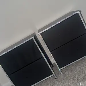 Nightstand with 2 Fabric Drawers, Dresser, End Table, Bedside Table, Bedroom Furniture for Living Room, Entryway