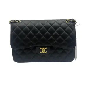 Pre-owned CHANEL france Crossbody Bags h8 Black Caviar Leather Jumbo Flap Bag with Gold Hardware and Red Interior (Crossbody) 61716