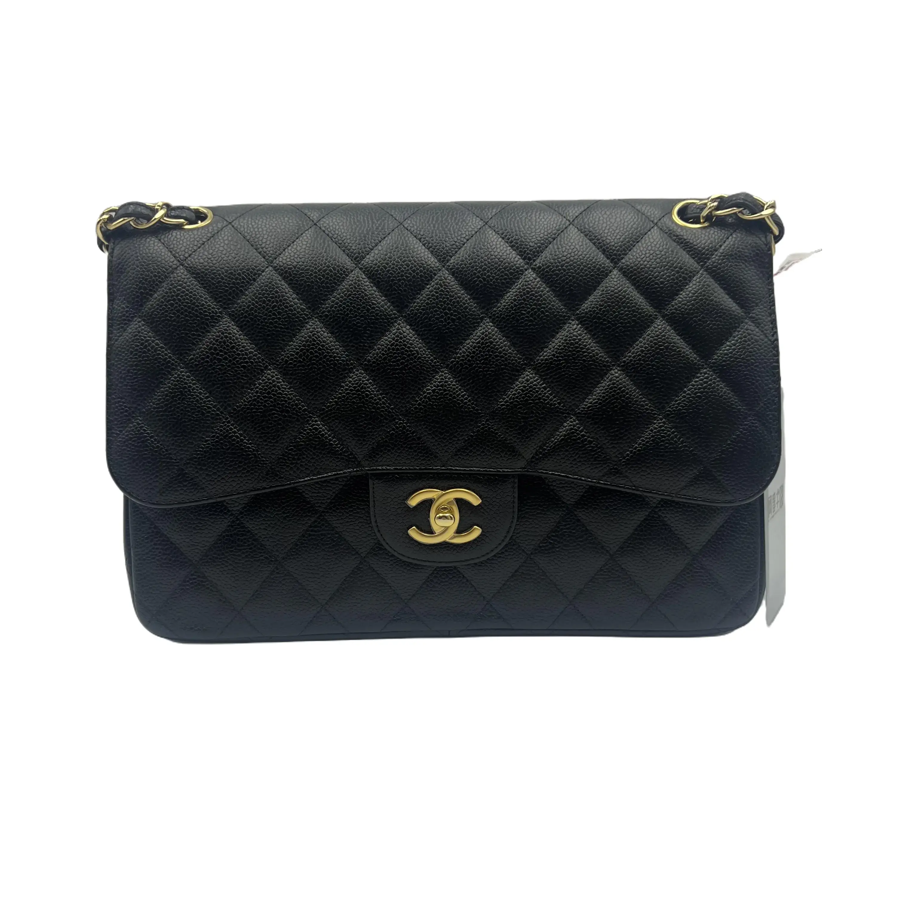 Pre-owned CHANEL france Crossbody Bags h8 Black Caviar Leather Jumbo Flap Bag with Gold Hardware and Red Interior (Crossbody) 61716