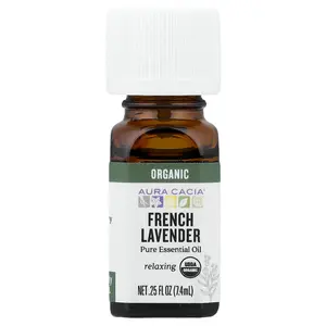 Aura Cacia Pure Essential Oil, Organic French Lavender, 0.25 fl oz (7.4 ml)