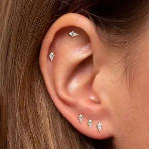 Rhombus CZ Titanium Flatback Stud