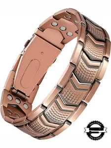 Men's copper magnetic bracelet, adjustable length, includes adjustment tool. Product features: 3x enhanced magnetic therapy effect, 3800 gauss strong magnet, high-quality folding clasp. A romantic gift for your boyfriend, friend, or father.