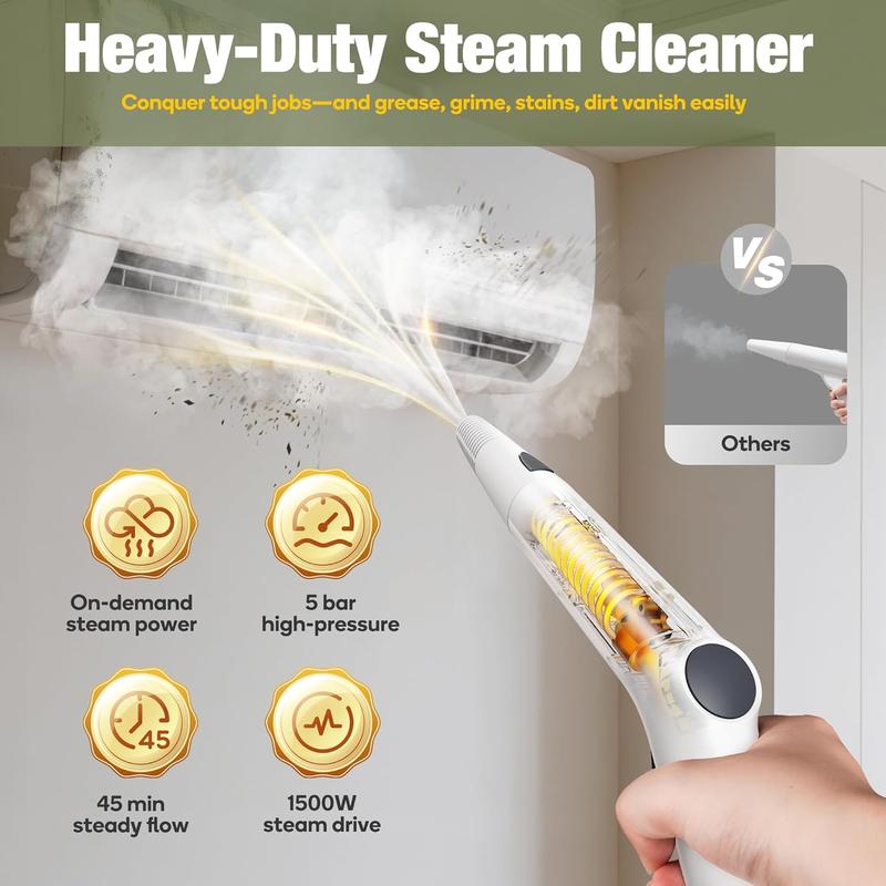 Newbealer Heavy-Duty Steam Cleaner for Home, Stainless Steel Boiler, Steam Mop with 20-Piece Accessories, Multi-Purpose Steamer for Floors, Cars, Furniture, Tiles, and More