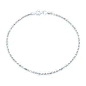 Strong Cable Rope Chain Anklet Strand Ankle Bracelet Yellow Gold Plated .925 Sterling Silver