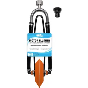 Dual Feed Muff Style Heavy Duty Steel Boat Motor Flusher for Antifreeze Winterization or Common Water Flush with 5/8 Inch Standard Garden Hose Connection