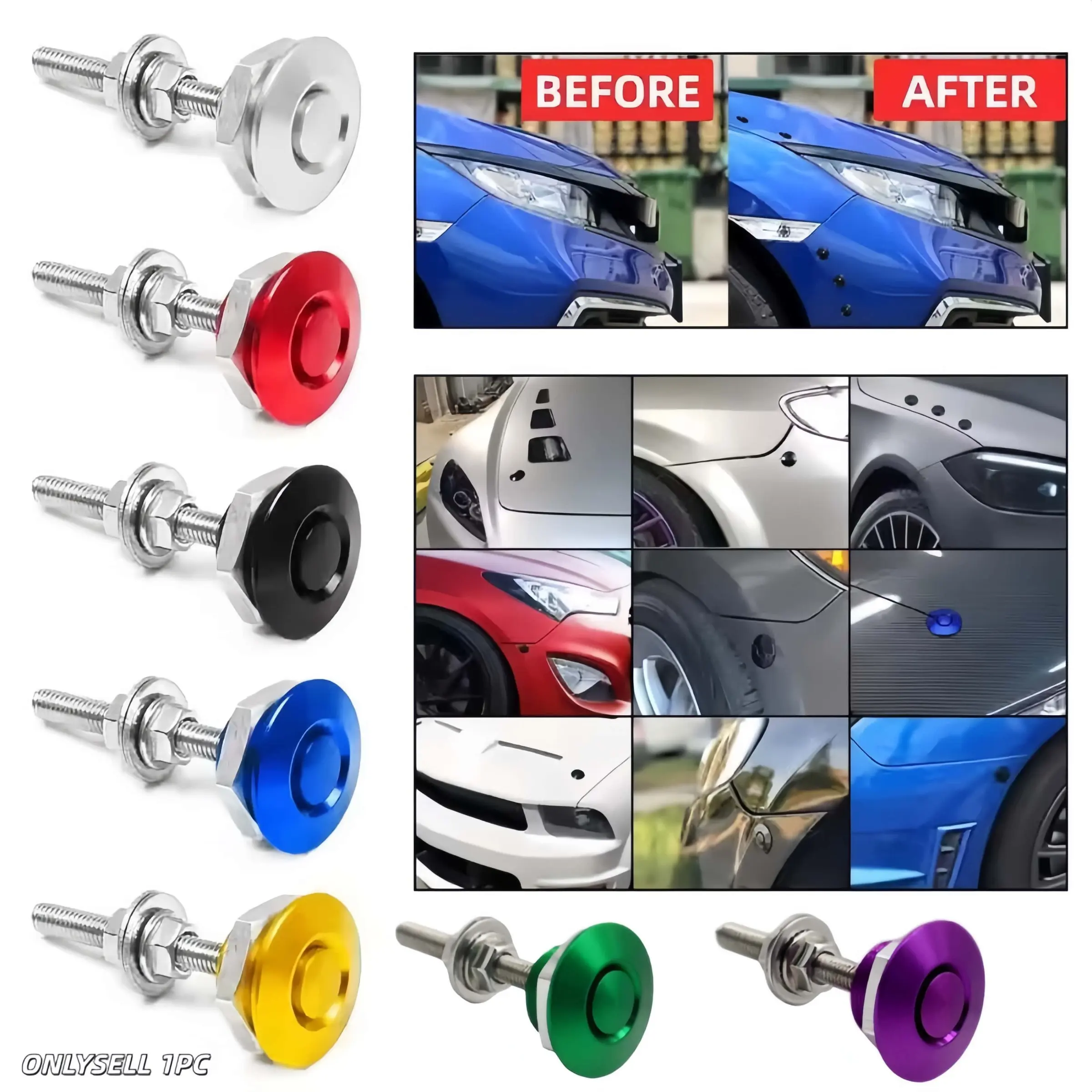 3CM JDM Quick Release Latch License Plate Lock Clip Aluminum Alloy Car Hood Pins Lock Clip Kit for Bumper Hood License Plate Car Accessory Car Accesories