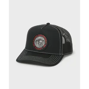 Skull Wave Hi Trucker Hat - Black