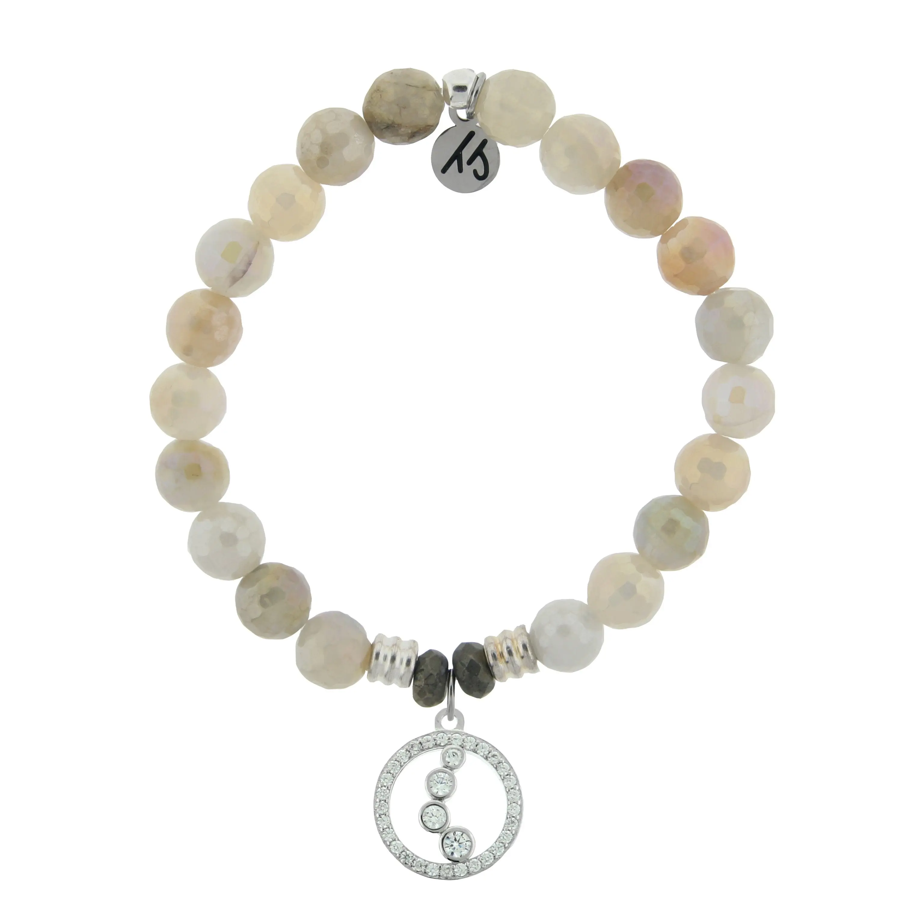 Moonstone Gemstone Bracelet with One Step At A Time Sterling Silver Charm