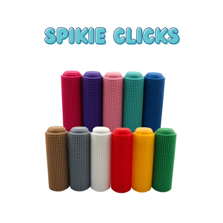Little Ouchies Spikie Click – Sensory Fidget Keychain Stim Tool with Click, Moderate Texture, Vibrant Colors