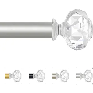Decorative  Curtain Rods:18-45 Inch Heavy Duty Adjustable Window Curtain Rods for Bedroom Living Room,Nickel Modern Girly  Drapery Pole Set with Sheer Bling  Finials
