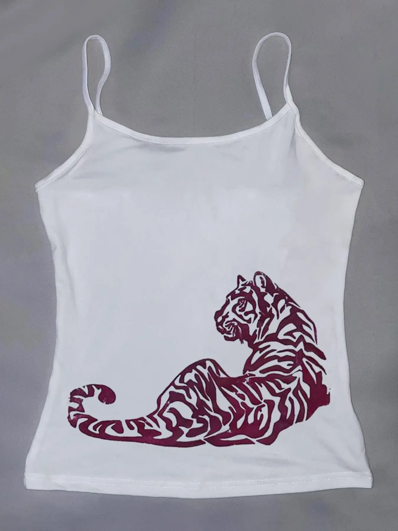 Women's Tiger Print Bold Print Tight-Fitting Unique Tank Top, Spaghetti Strap, Adjustable Thin Straps, Sweet Spicy Casual Chic Sleeveless Design, Casual Animal Pattern, All Seasons, Womenswear, Elastic Tank Top