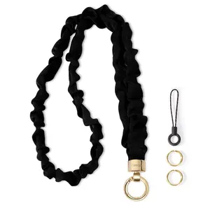 Stretchy Scrunchie Lanyard for ID Badges – Cute Neck Lanyard for Keys | Retractable Keychain Holder for Women