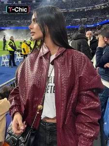 Women Autumn Winter Long Sleeve Zipper Basic Leather Red Coat Jacket Casual Comfy Jacket