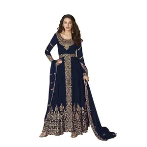 Alamara Elegance Anarkali Party Suit with Dupatta (Navy XXL)