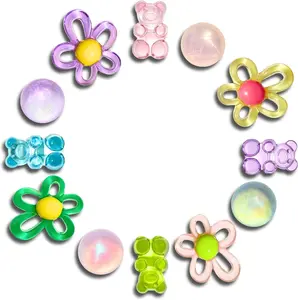 Cute Summer Shoe Charms - Daisy Flower Gummy Bear & Pearl Decorations for Clog Sandals - DIY Colorful Accessory Pins for Kids & Women Gift