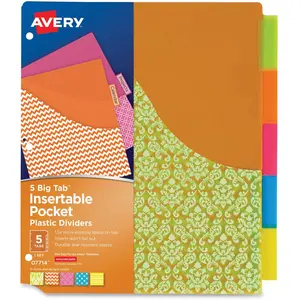 Avery 8.5 x 11 in. Big Tab Pocket Divider, 5 Tabs - Multicolor