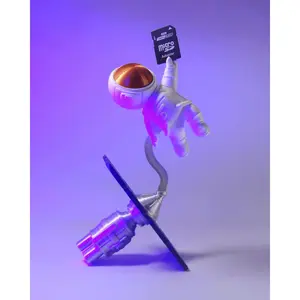 Floating Astronaut SD Card Holder – Space Desk Organizer – Minimalist 3D Printed Astronaut Gift