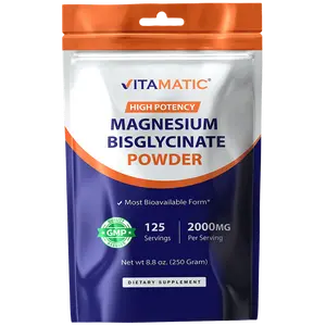 Vitamatic Magnesium (from Bisglycinate & Oxide) - Supports Muscle, Joint, and Heart Health 250 Grams - 125 Servings