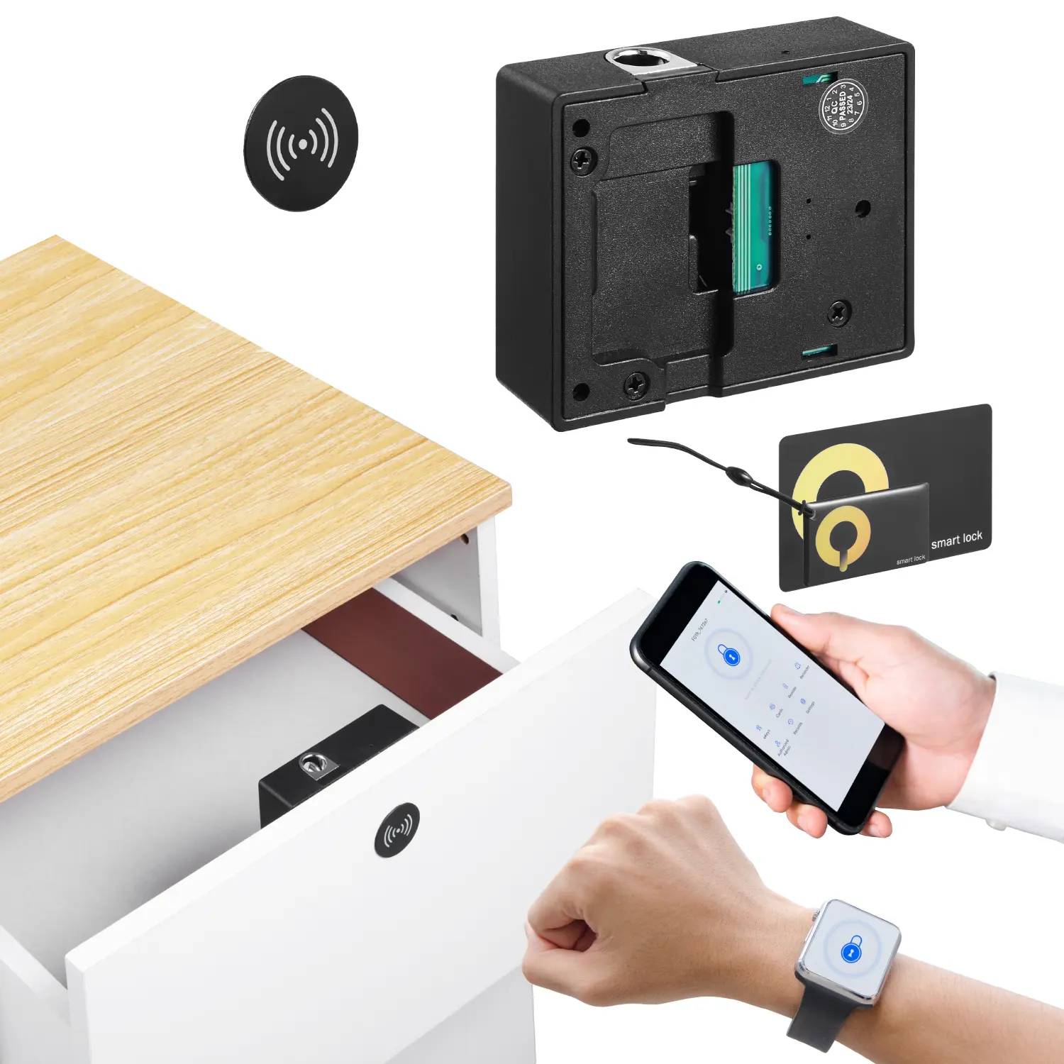 【DealsForYouDays】VEVOR Electronic Cabinet Lock,4-in-1Smart Cabinet Lock with 3*AAA AccumulatorEasy-to-install Hidden Cabinet Lock with APP Smart ManagementFits for Various Wooden Cabinets