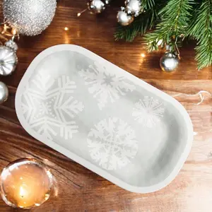 Snowflake Patterned Melamine Platter - 16-in