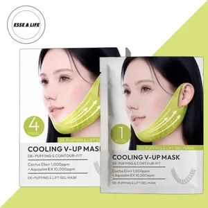 [ESSE & LIFE] Daily 12Pcs Cooling V-Up Hydrogel Lifting Mask, Ear Hook Jawline Contour Firming Mask - Double Chin Reducer, Anti Sagging De Puffing Facial Treatment, Summer Essential Mother's Day Gift