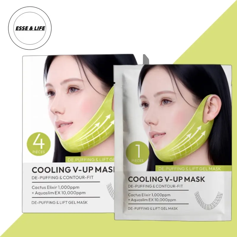 [ESSE & LIFE] Daily 12Pcs Cooling V-Up Hydrogel Lifting Mask, Ear Hook Jawline Contour Firming Mask - Double Chin Reducer, Anti Sagging De Puffing Facial Treatment, Summer Essential Mother's Day Gift