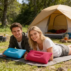 2 Pack Foldable Portable Multi-Function Inflatable Travel Pillow, Lightweight Durable, Easy to Inflate, Neck & Waist Support, Outdoor Camping Gear