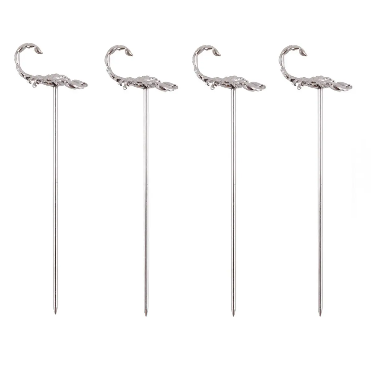 BarConic® Stainless Steel Scorpion Cocktail Picks - 4-Piece Bar & Kitchen Utensils, Cocktail Sticks, Cocktail Cocktail Sticks