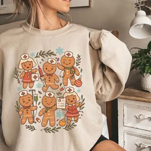 Christmas Gingerbread ER Nurse Sweatshirt, Cute Gingerbread with Stethoscope IV Medication Xmas Nurse Hoodie, Gift for Nurse Graduation