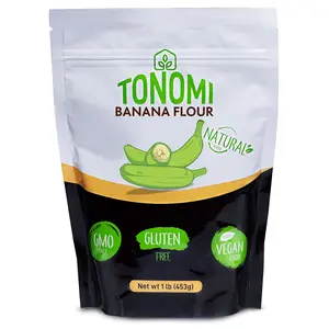 Tonomi All Natural Banana Flour, Non-GMO, Gluten-Free & Grain-Free All-Purpose Wheat Flour Alternative, Great For Baking, Cooking, Paleo Diets, Kosher and Halal Verified | 1lb Bag