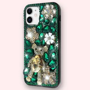 Adorable Sparkling Bear Bling Case with Detachable Chain – Stylish Protective Shock-Resistant Cover Compatible with iphone 16 pro,15, 14, 13 Plus, Pro Max Smartphones Protection Casing