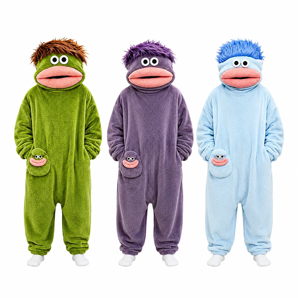 Adult Funny Plush Onesie Pajamas, Soft Warm Fleece Hooded Jumpsuit Costume for Women Men, Cozy Winter Loungewear for Home, Pajama Party & Halloween