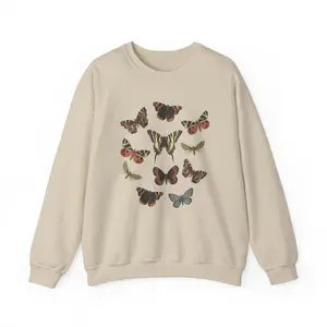 Vintage Aesthetic Butterfly Sweatshirt, Cottagecore Nature Lover Gift, Boho Butterfly Crewneck, Trendy Insect Pullover, Magical Moth Sweater