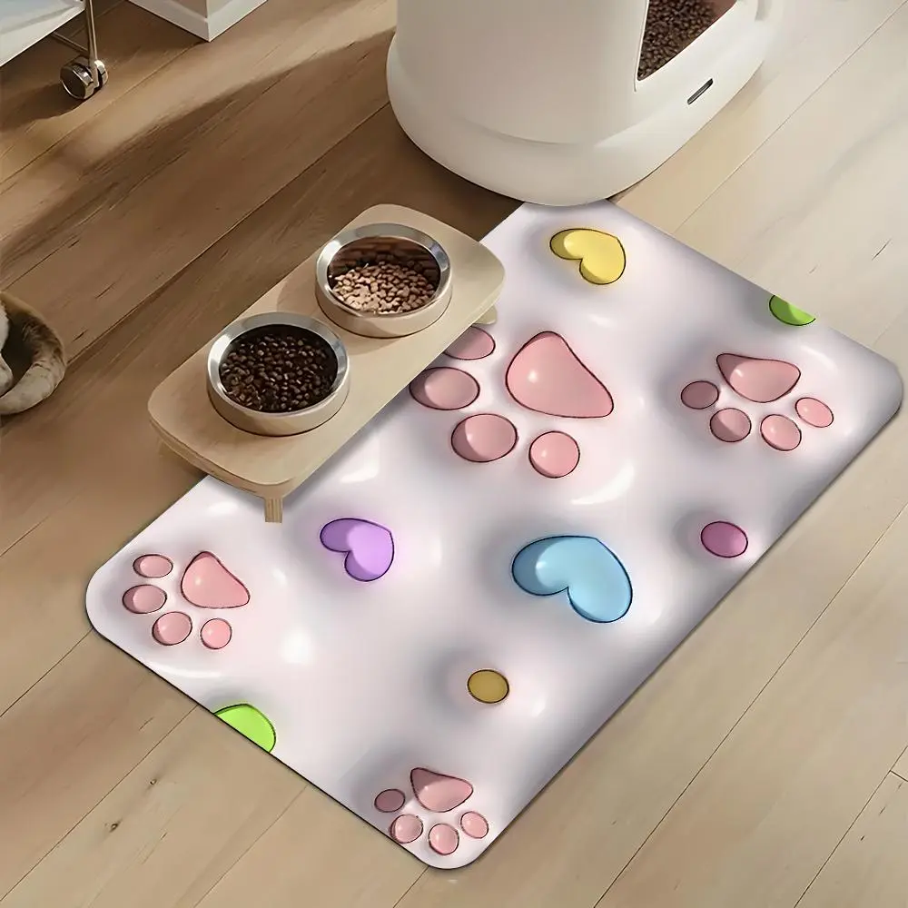 Cute Paw Pattern Pet Feeding Mat, Non-slip Waterproof Pet Feeding Pad, Easy Cleaning Pet Feeding Supplies for Dog & Cat