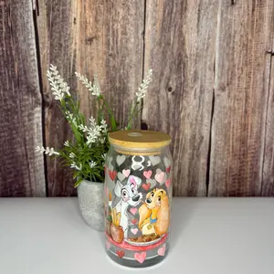 Cute dog spaghetti glass cup