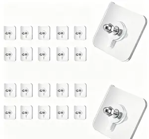Acrylic Photo Wall Hooks, 20PCS (Buy 10 Get 10 Free) - Stainless Steel & Ceramic Self-Adhesive Smooth Lightweight Wall-Mount Hooks for Easy Installation, Bathroom Storage Organization & Decor, Organiser S22