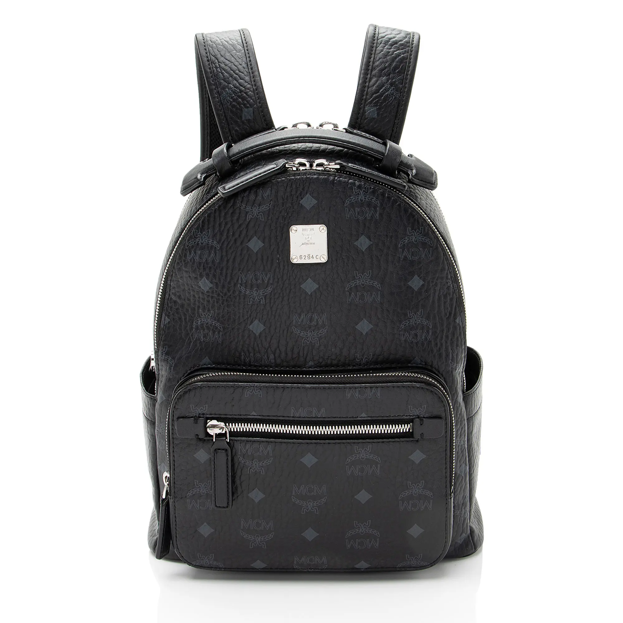 Pre-owned MCM Leather Backpacks Visetos Stark Small Backpack