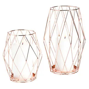 Rose Gold Candle Holder Set - 2 Pc.