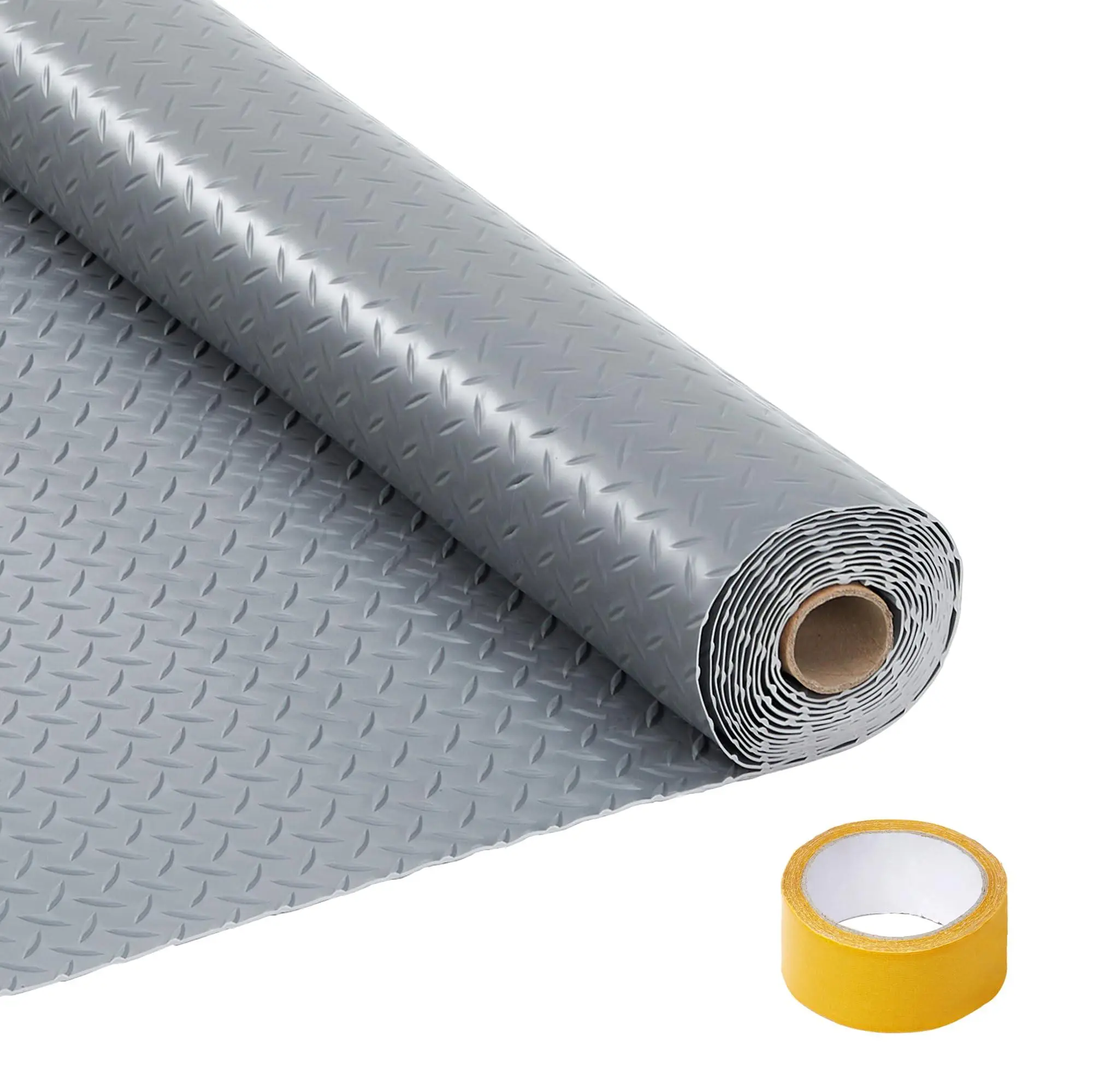 Gaomon Heavy-Duty Waterproof PVC Rubber Garage Floor Mat Roll - 7.5x20 FT, 2.8mm Thick Diamond Plate Protector with 33FT Tapes, Textured Anti-Slip Raised Grip for Garages, Trailers, Gyms, Warehouses, Durable for Commercial Use, Protection