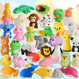 Random Animal Rubber Erasers Set of 4 8 or 16pcs, Fun Desktop Pets Ideal for Rewards Easter Egg Fillers and Party Gifts