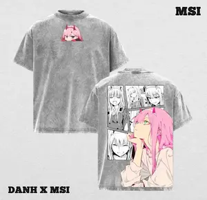 Zero Two | Darling in the Franxx Washed Tee Hoodie Sweater Double Printed “Angel Demon Red Horns” — For Viralcore Fans, For Gift Drops That Burn With Passion