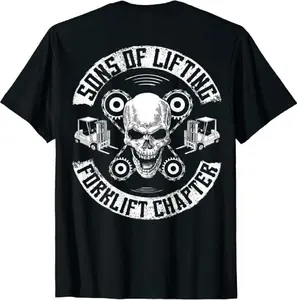 Sons Of Lifting Forklift Driver T-Shirt, Black, Top Menswear Underwear Streetwear Tshirt Round Neck Crewneck Tropical Casual