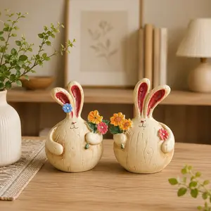 2pcs Fat Rabbit Resin Decorative Piece - Creative Home Decoration, Cute Craft Piece, Nordic Wine Cabinet Arrangement